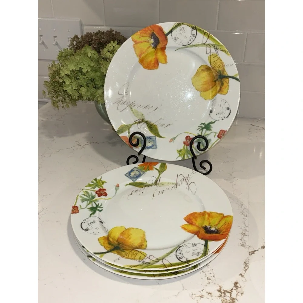 Williams Sonoma Bernardaud Jardin des Fleurs Dinner Plate Set Of 4